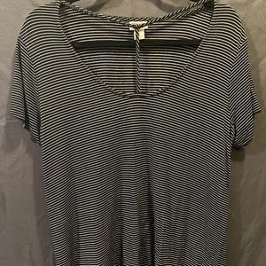 Black and white striped loose flow-y t-shirt